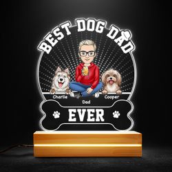 Best Dog Dad Ever Personalized Led Night Light, Personalized Gift, Gift For Lover