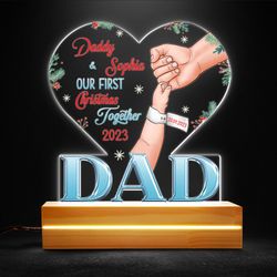 Dad And Baby First Christmas Together Personalized Led Night Light, Personalized Gift, Gift For Lover