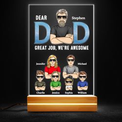 Dear Dad We Are Awesome Thank You Personalized Led Night Light, Personalized Gift, Gift For Lover