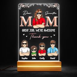Dear Mom Great Job Thank You Mom Personalized Led Night Light, Personalized Gift, Gift For Lover