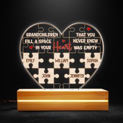 grandchildren fill a space in heart personalized led light, personalized gift, gift for lover