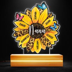 Grandma Sunflower Personalized Led Night Light, Personalized Gift, Gift For Lover