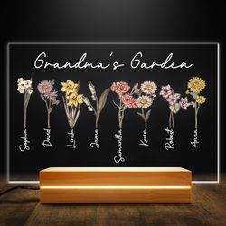 Grandmas Garden Personalized Led Light, Personalized Gift, Gift For Lover