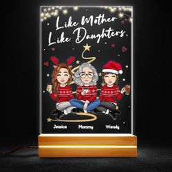Like Mother Like Daughter Christmas Personalized Led Night Light, Personalized Gift, Gift For Lover
