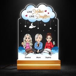 Like Mother Like Daughter Dreamy Cloud Personalized LED Night Light, Personalized Gift, Gift For Lover