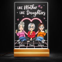 Like Mother Like Daughter Neon Theme Personalized LED Night Light, Personalized Gift, Gift For Lover