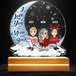 Love You To The Moon Personalized Led Night Light For Mom, Personalized Gift, Gift For Lover