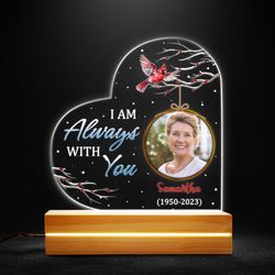 memorial photo of loved one heart shaped personalized led night light, personalized gift, gift for lover