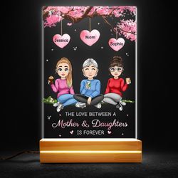 Mom Lamp Daughter Under Cherry Blossom Tree Personalized LED Night Light, Personalized Gift, Gift For Lover