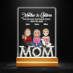 Mother And Children Personalized Led Night Light Gift For Mom, Personalized Gift, Gift For Lover