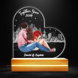 Romantic Couple Together Since Personalized Led Night Light, Personalized Gift, Gift For Lover