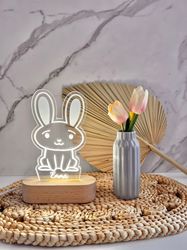 Bunny Cartoon Custom Name Light, Personalized Bedroom LED Cloud Decor, Baby Shower Gift