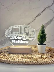 Garbage Truck Cartoon Custom Name Light, Personalized Bedroom LED Cloud Decor, Baby Shower Gift