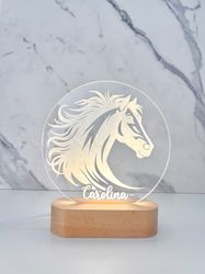 Horse Custom Name Light, Personalized Bedroom LED Cloud Decor Sign, Light up Sign