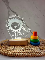 Lion Cartoon Custom Name Light, Personalized Bedroom LED Cloud Decor, Baby Shower Gift