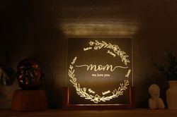 Personalized Mom Night Light, Mom Photo Led Lamp, Custom Mother Christmas Gift