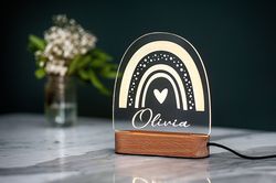 Rainbow Night Lamp with Name,  Toddler Newborn Gifts, Name Light for Kids