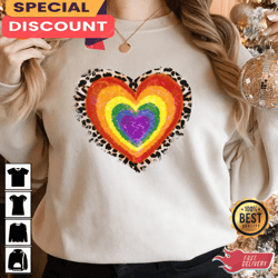 Colorful Heart and Leopard Happy Women Valentines Day Heart Unisex Sweatshirt, Gift For Her, Gift For Him, Lover Gift