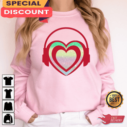 Headphones Heart Vibe Love Women Valentines Gift Unisex T-Shirt, Gift For Her, Gift For Him, Lover Gift