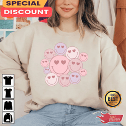 Valentine Happy Face Smile Face Retro Cute Crewnecks Sweatshirt, Gift For Her, Gift For Him, Lover Gift