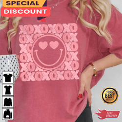 Xoxo Valentines Day Retro Smile Face Love Vibe Unisex Short Sleeve T-Shirt, Gift For Her, Gift For Him, Lover Gift