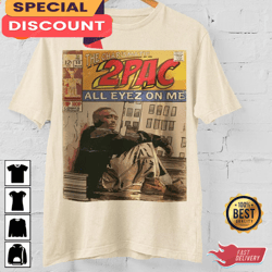 2pac All Eyez On Me Tupac Comic Art Book Vintage 90s T-Shirt, Gift For Fan, Music Tour Shirt