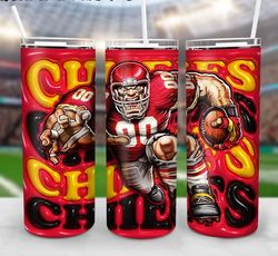 Chiefs American Football Skinny Tumbler, 3D Football Tumbler, Gift For Him, Super Bowl Fan
