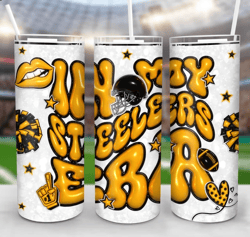 In My Steelers Era American Football Skinny Tumbler, 3D Football Tumbler, Gift For Him, Super Bowl Fan