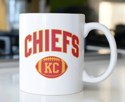 kansas city football coffee mug stating with kc in football, gift for kc fan, gift for him
