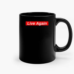 live again red box logo ceramic mugs, funny mug, gift for him, gift for mom, best friend gift