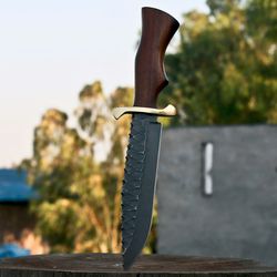 Custom Handmade Hunting Knife High Carbon Steel hammer textured outdoor camping bushcraft  knife