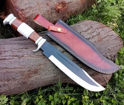 Handcrafted J-2 steel Hunting Knife with Rosewood and Bone Handle-Brass Clip and Pommel - Outdoor Enthusiast Essential
