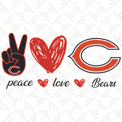 Chicago Bears Peace Love Svg, Sport Svg, Peace Svg