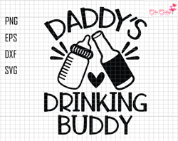 daddys drinking buddy svg, cute beer stein cheers baby bottle svg, new dad design svg, dad and baby svg