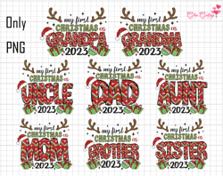 My First Christmas As 2023 Png Bundle, Family Christmas Png, Christmas Family Matching Shirt Svg, Grandma
