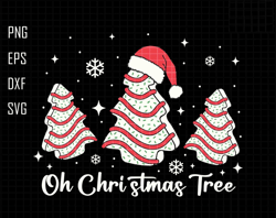 Oh Christmas Tree Svg, Christmas Tree Cake Funny, Santa Hat Svg, Winter Holiday Snack Svg