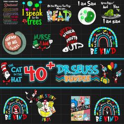 bundle 40 cat in the hat png, rainbow be kind png, dedicated teacher