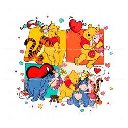 Disney Pooh Bear And Friend Happy Valentine PNG, Trending Digital File