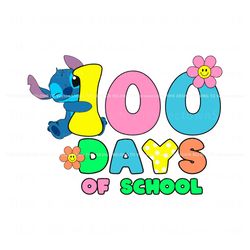 Floral 100 Days of School Stitch SVG, Trending Digital File