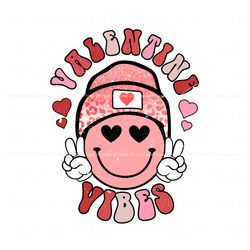 Valentine Vibes Retro Smiley Face PNG, Trending Digital File