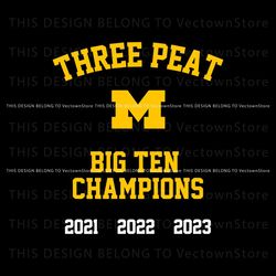 Three Peat Michigan Wolverines Big Ten Champions SVG, Trending Design File