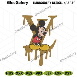 Mickey Embarrassed LV Dripping Logo Embroidery Design File