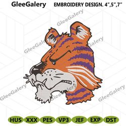 Clemson Tigers Head Logo Embroidery Design, Clemson Tigers Symbol Embroidery Files