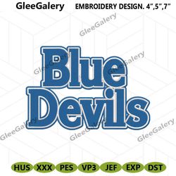 Blue Devils Wordmark Logo Machine Embroidery, Blue Devils Text Logo Embroidery Design