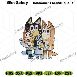 Happy Bluey Family Machine Embroidery Design, Bluey Dog Family Embroidery Design File, Bluey Character Embroidery Instan