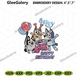 Bluey Birthday Digitals, Happy Birthday Bingo Embroidery Design, Muffin Bingo Bluey Embroidery Digital Design Download