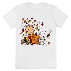 Charlie Brown And Snoopy With Fall Maple Pumpkin Shirt