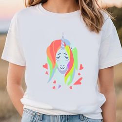lovely rainbow hair cut unicorn hear valentine t-shirt, gift for her, gifts for him