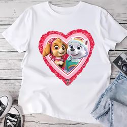 paw patrol valentines shirt, gift for her, gifts for him