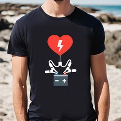 Valentine Tee Charging Heart Battery Valentine T-Shirt, Gift For Her, Gifts For Him